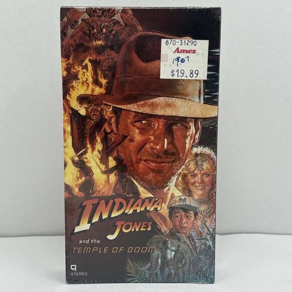 Vtg 1986 Sealed VHS Indiana Jones and the Temple of Doom Black Back Cover Sealed - Picture 1 of 5